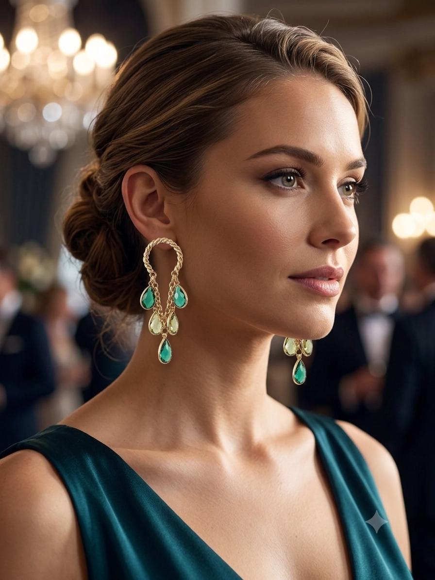 Gold/Green Earrings